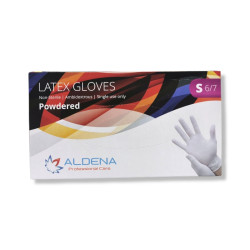 ALDENA латексови еднократни ръкавици с талк, Бели,Размер S, 100 броя
