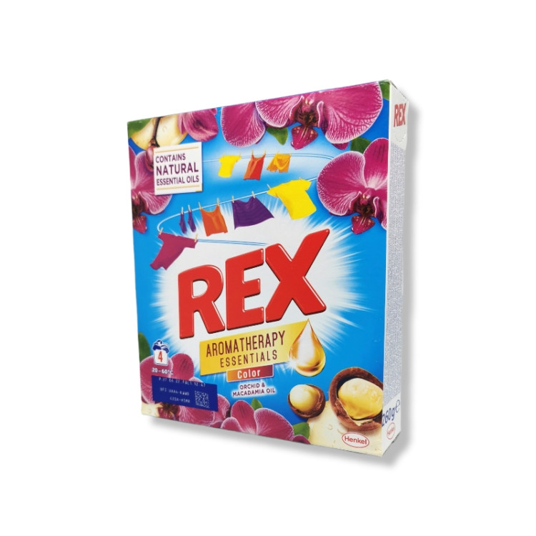 REX прах за цветно пране, Orchid & Macadamia oil , 4 пранета, 260гр