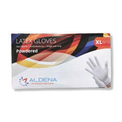 ALDENA латексови еднократни ръкавици с талк, Бели,Размер XL, 100 броя