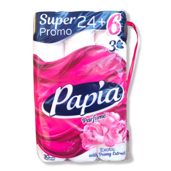 PAPIA тоалетна хартия, Ароматизирана, Екзотик, 3 пласта, 24+6 броя