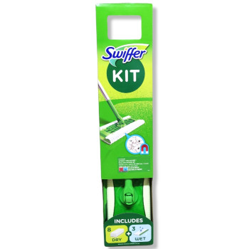 SWIFFER KIT комплект прахоулавящи кърпи за под, Дръжка 1 брой, 8 броя сухи кърпи, 3 мокри кърпи