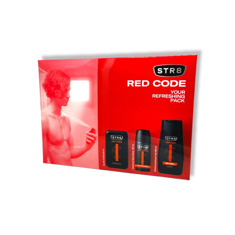 STR8 подаръчен комплект за мъже, Red Code, Тоалетна вода 50мл, Душ гел 250мл, Дезодорант 150мл