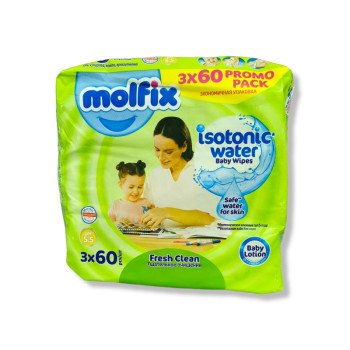 MOLFIX бебешки мокри кърпи с капак, 3х60 броя MOLFIX бебешки мокри кърпи с капак, 3х60 броя