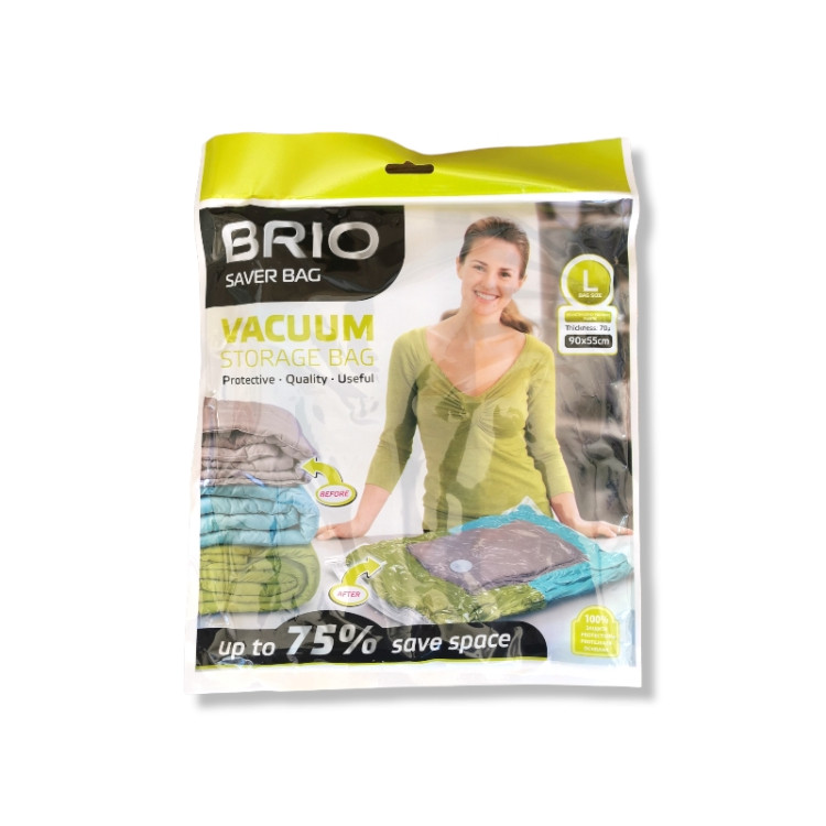 BRIO вакуумен плик за дрехи, Размер L, 90х55см, 1 брой