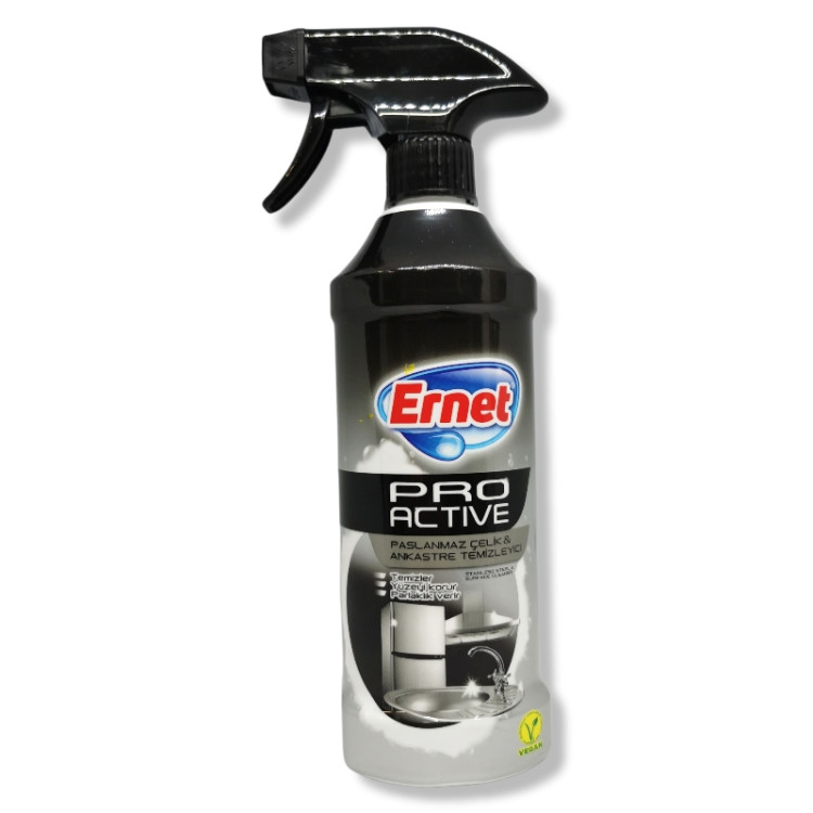 ERNET препарат за почистване, Pro Active, Метални повърхности и инокс, 435мл