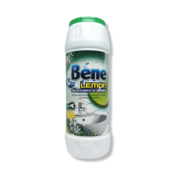BENE почистващ препарат за емайл и фаянс, Лимон, 500гр BENE почистващ препарат за емайл и фаянс, Лимон, 500гр