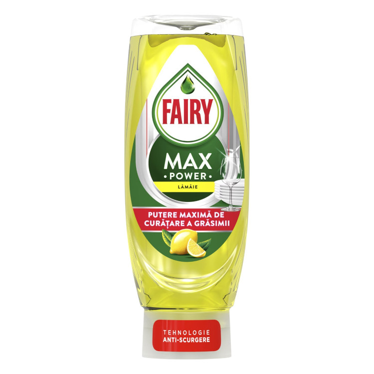 FAIRY измиващ препарат за съдове, Max Power, Лимон, 545мл FAIRY измиващ препарат за съдове, Max Power, Лимон, 545мл