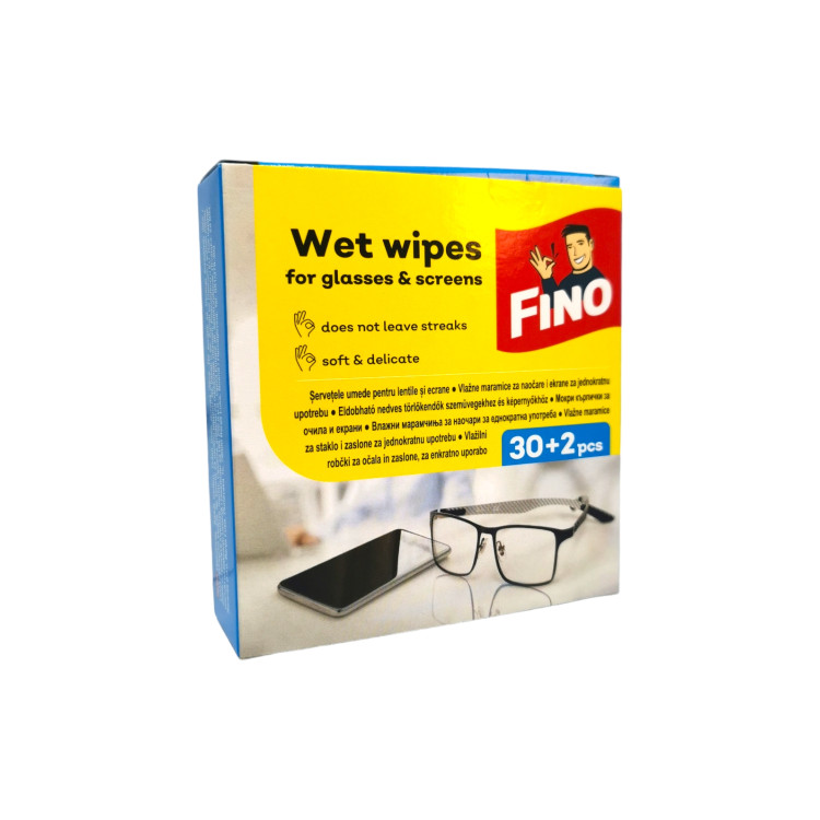 FINO влажни кърпички за почистване на очила и екрани, 32+2 броя 
