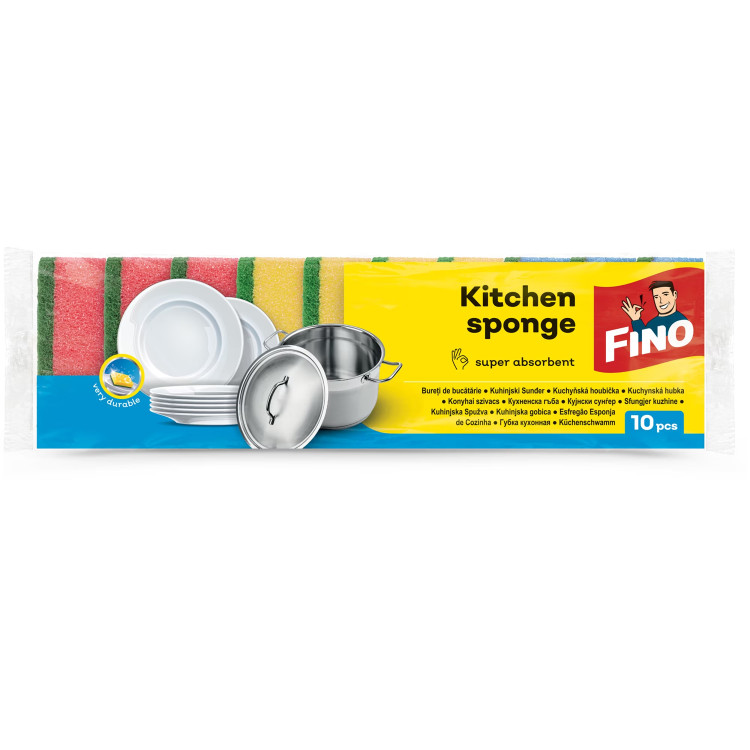 FINO кухненски гъби, Цветни, Kitchen sponge, 10 броя 