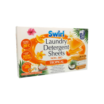 SWIRL перилен препарат под формата на листчета, Non-Bio, 20 пранета, Тропикал SWIRL перилен препарат под формата на листчета, Non-Bio, 20 пранета, Тропикал