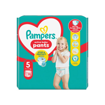 PAMPERS pants бебешки гащи, Active Baby, номер 5, 11-17кг, 28 броя
