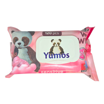 YUMOS мокри кърпи, Сензитив, 120 броя, Pink