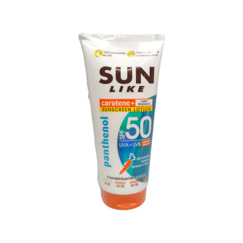 SUN LIKE слънцезащитен лосион, Panthenol, Туба, SPF 50, 200мл SUN LIKE слънцезащитен лосион, Panthenol, Туба, SPF 50, 200мл