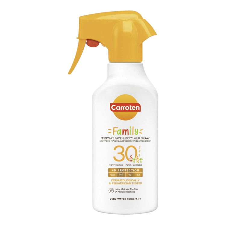 CARROTEN, слънцезащитен спрей Family Face & Body Milk SPF 30, 270 мл CARROTEN, слънцезащитен спрей Family Face & Body Milk SPF 30, 270 мл