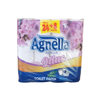 AGNELA тоалетна хартия, 32 броя х 60гр , Люляк AGNELA тоалетна хартия, 32 броя х 60гр , Люляк