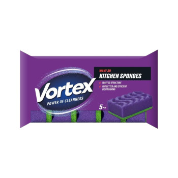 VORTEX гъба за съдове, 5 броя, Лилава, Пореста