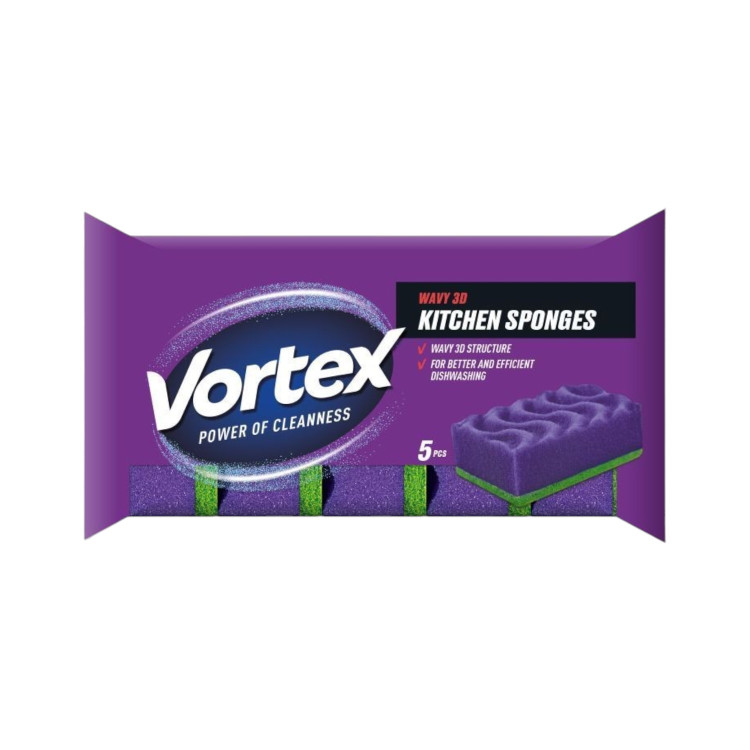 VORTEX гъба за съдове, 5 броя, Лилава, Пореста