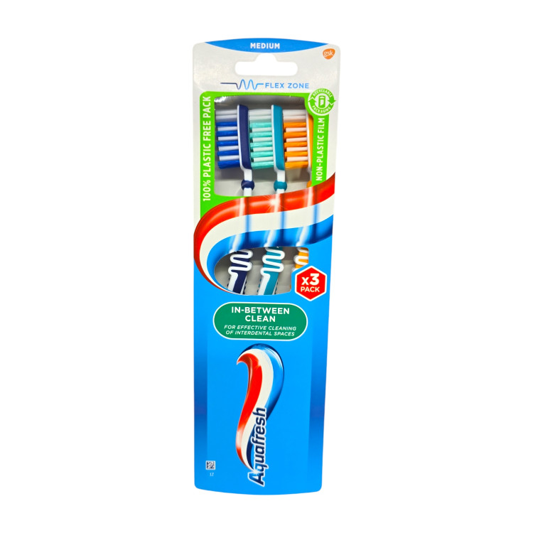 AQUAFRESH четка за зъби, In-Between Clean, Medium, 3 броя