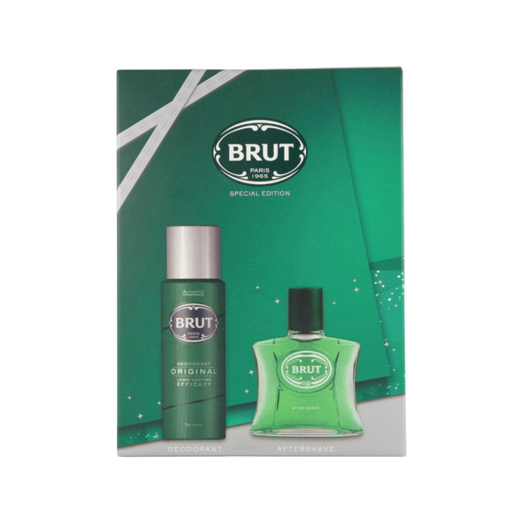 BRUT подаръчен комплект, Original, Дезодорант 150мл, Афтършейв 100мл