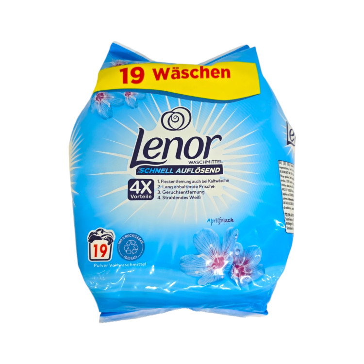 LENOR прах за пране, 19 пранета, 1,140кг, Aprilfrisch, Бяло пране