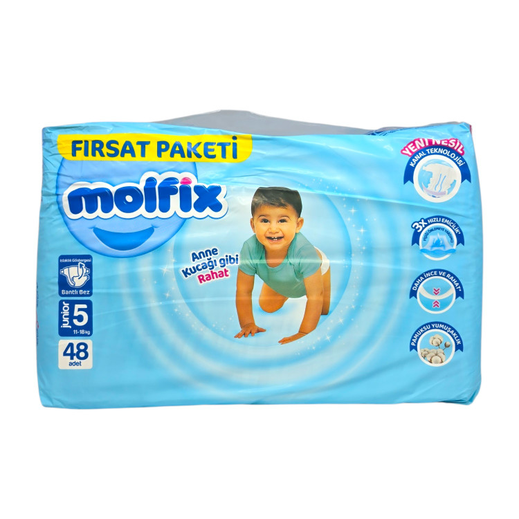 MOLFIX бебешки пелени, номер 5, 48БР, 11-18КГ MOLFIX бебешки пелени, номер 5, 48БР, 11-18КГ