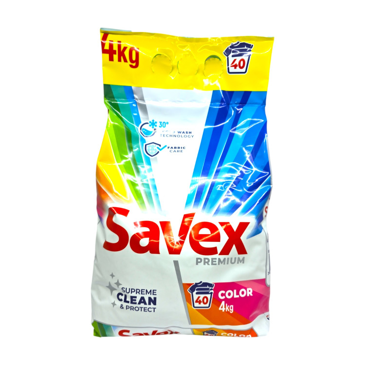 SAVEX прах за пране, 4кг, 40 пранета, Цветно пране, Premium Color