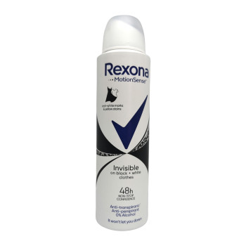 Rexona дезодорант дамски, Invisible, On black+white clothes, 150мл 