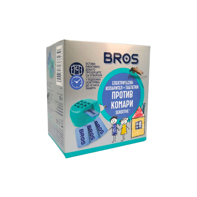 BROS sensitive електрически изпарител за деца  против комари+10 таблетки