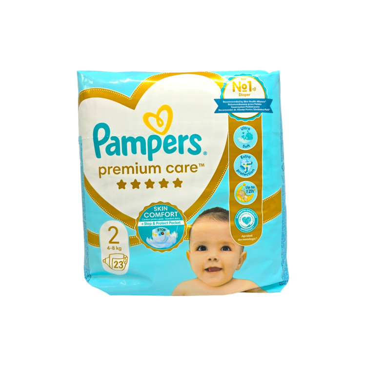 PAMPERS premium care бебешки пелени, номер 2, 4-8кг, 23 броя