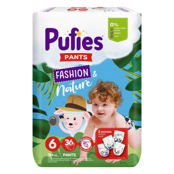 PUFIES бебешки гащички, Fashion, номер 6,15+ кг, 36 броя PUFIES бебешки гащички, Fashion, номер 6,15+ кг, 36 броя