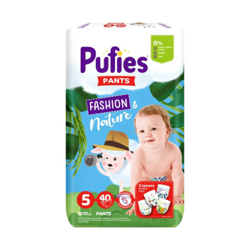 PUFIES бебешки гащички, Fashion & Nature, номер 5, 12-17кг, 40 броя PUFIES бебешки гащички, Fashion & Nature, номер 5, 12-17кг, 40 броя
