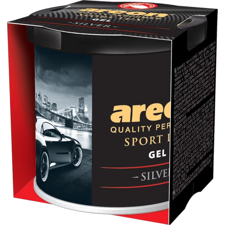 AREON ароматизатор гел консерва за дома и автомобила, Sport Lux, Silver AREON ароматизатор гел консерва за дома и автомобила, Sport Lux, Silver