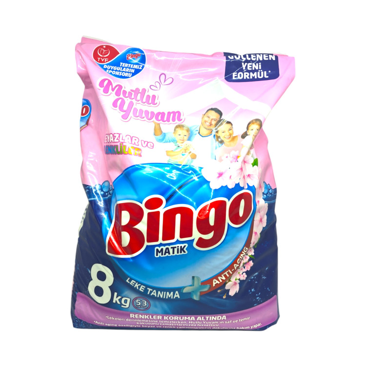 BINGO прах за цветно пране, Mutlu yuvam, 8кг 