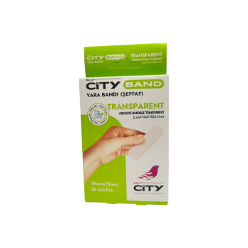 CITY BAND лепенки за рани, 19мм х 72мм, 20 броя, Transparent CITY BAND лепенки за рани, 19мм х 72мм, 20 броя, Transparent