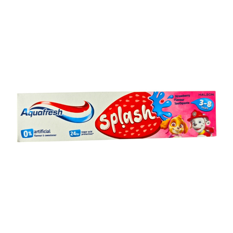 AQUAFRESH паста за зъби, Детска, Splash, 3-8 години, Ягода, 50мл