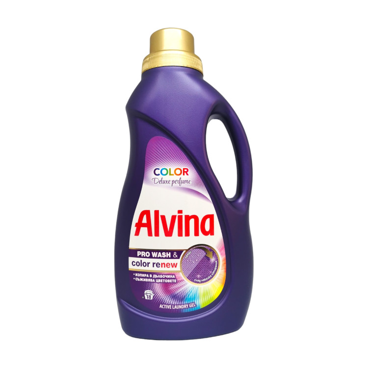 ALVINA течен перилен препарат, 935мл, 17 пранета, Color Delux, Цветно пране