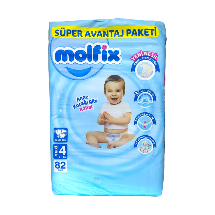 MOLFIX бебешки пелени, номер 4 , 82БР, 7-14кг