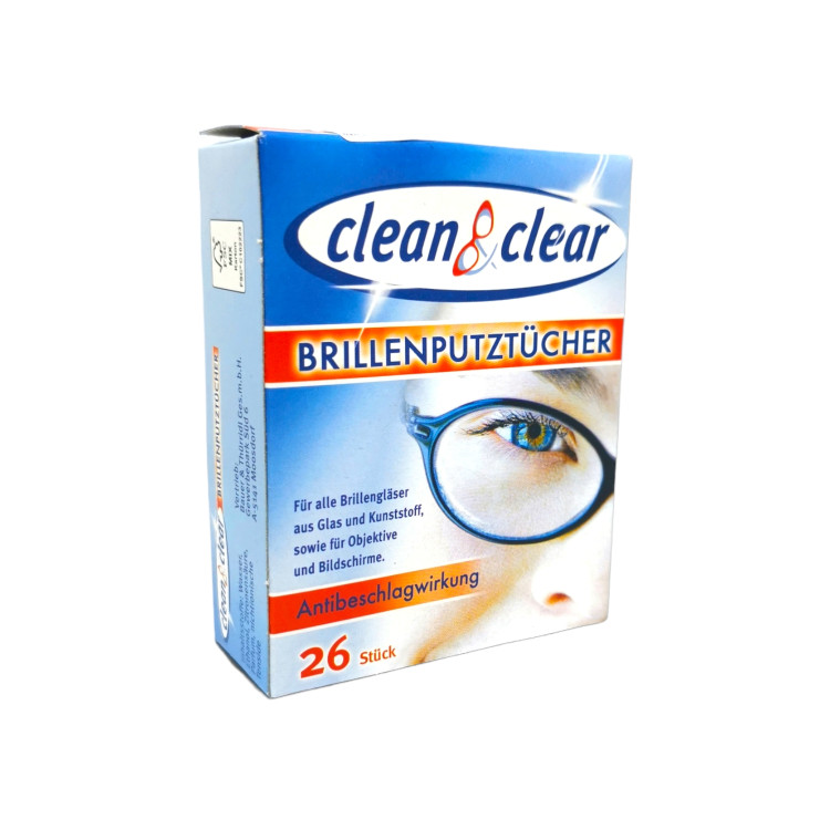 CLEAN & CLEAR мокри кърпички за почистване на очила, 26 броя