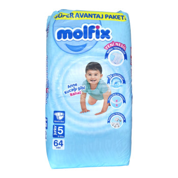 MOLFIX бебешки пелени, номер 5, 64БР, 11-18КГ
