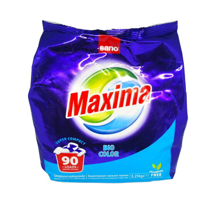 SANO MAXIMA прах за пране, Bio color, 3.25кг, 90 пранета