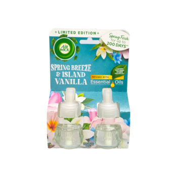 AIR WICK електрически ароматизатор, Пълнител, 2х19мл, Sprin breeze & Island Vanilla AIR WICK електрически ароматизатор, Пълнител, 2х19мл, Sprin breeze & Island Vanilla