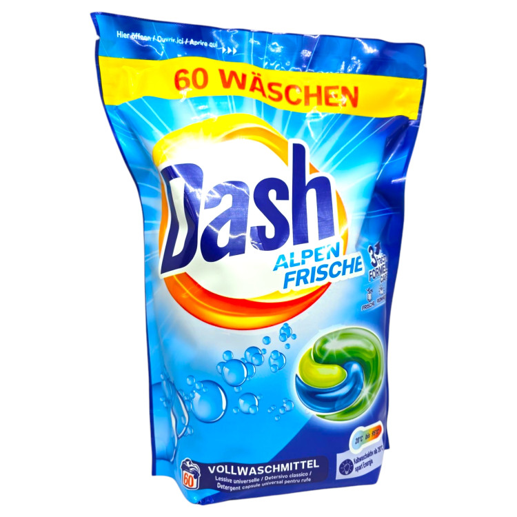 DASH капсули за пране, Alpine fresh, Бяло пране, 60 броя DASH капсули за пране, Alpine fresh, Бяло пране, 60 броя