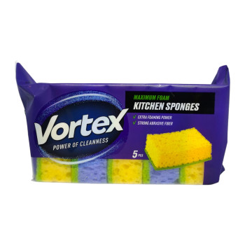VORTEX гъба за съдове, 5 броя, Жълта, Пореста