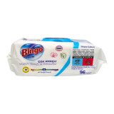 BINGO санитарни мокри кърпи, За почистване на всякакви повърхности, Бял сапун, 96 броя, 1100гр