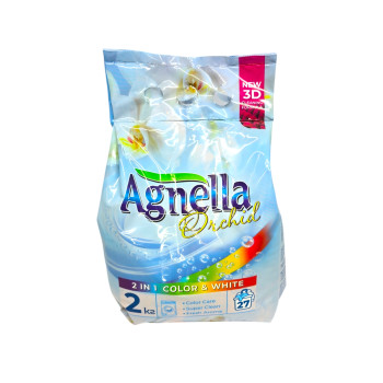 AGNELLA прах за пране, 2кг, 27 пранета, 2в1 Цветно и бяло пране, Орхидея AGNELLA прах за пране, 2кг, 27 пранета, 2в1 Цветно и бяло пране, Орхидея