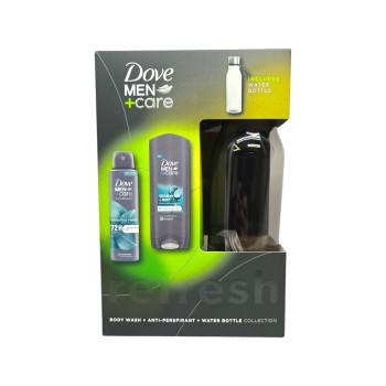 DOVE подаръчен комплект, Мъжки, Евкалипт, Душ гел, Дезодорант , Бутилка за вода DOVE подаръчен комплект, Мъжки, Евкалипт, Душ гел, Дезодорант , Бутилка за вода