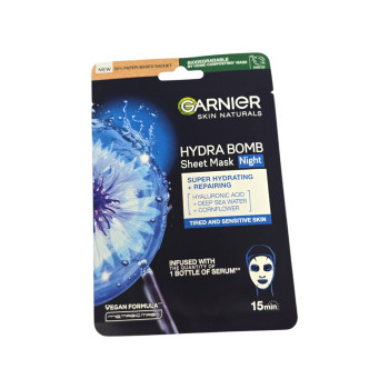 GARNIER памучна маска за лице,Супер хидратираща, Нощна GARNIER памучна маска за лице,Супер хидратираща, Нощна