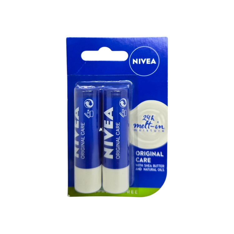 NIVEA балсам за устни, Original care, 2 броя