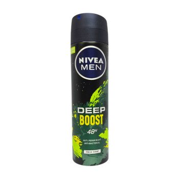 NIVEA дезодорант мъжки, Deep Boost, 48ч, 150мл NIVEA дезодорант мъжки, Deep Boost, 48ч, 150мл