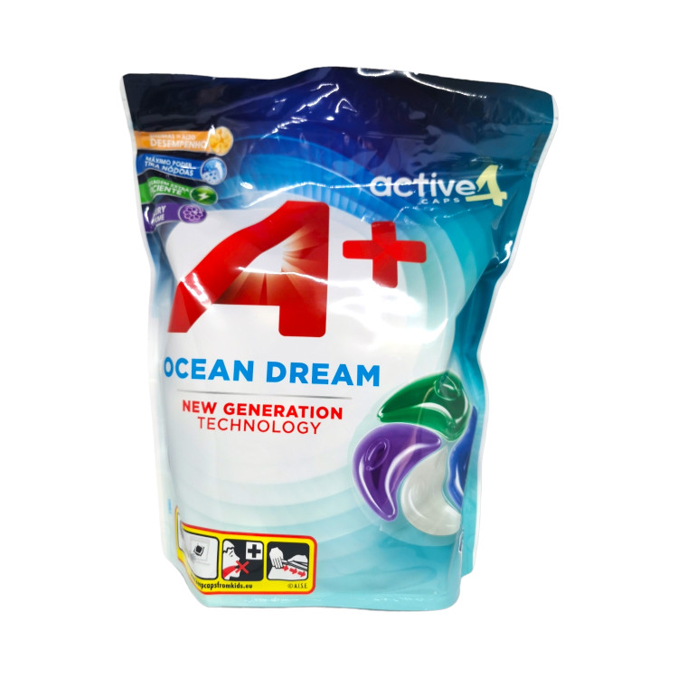 A+ капсули за пране, 56 броя, Универсално пране, Active 4, Ocean dream